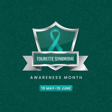 Teal ipek kurdeleli Tourette Sendromu Aylık Farkındalık Tasarımı.