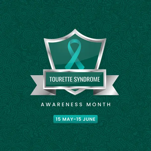 Teal ipek kurdeleli Tourette Sendromu Aylık Farkındalık Tasarımı.