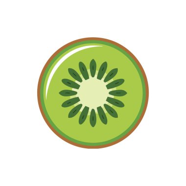 Dilimlenmiş Kivi İllüstrasyonu, Tasarım İçin Minimalist Meyve Vektörü Sanatı.