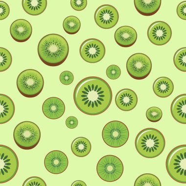 Kusursuz Kivi Dilimleri Deseni, Taze Yeşil Tropikal Arkaplan.