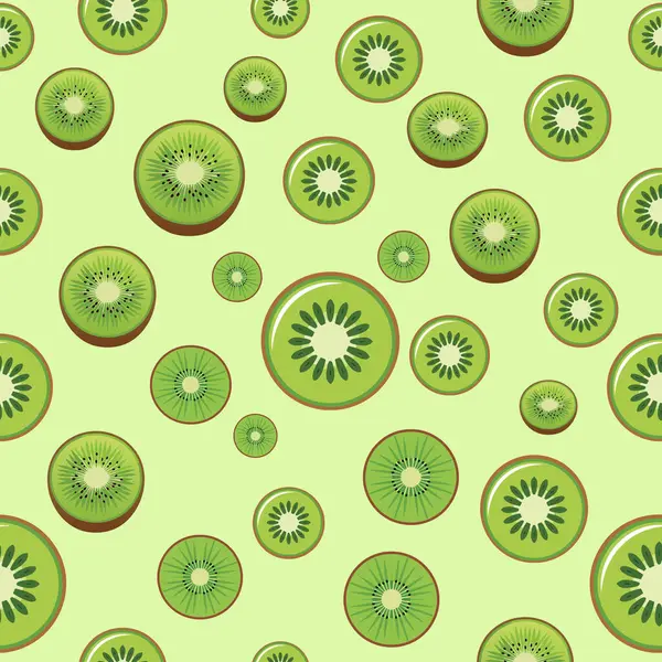 Kusursuz Kivi Dilimleri Deseni, Taze Yeşil Tropikal Arkaplan.