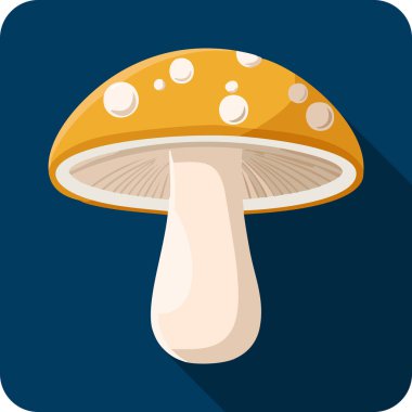 Taze Sarı ve Beyaz Mantar Simgesi, Vektör Resimleri.