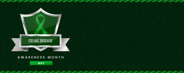 Uluslararası Çölyak Hastalığı Farkındalık Ayı afişi için yeşil kurdele farkındalığı grafiği.