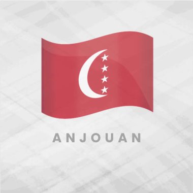 Comorian Adası Gurur ve Kültürel Birlik İçin Dinamik Hareket ve Hilal Amblemi ile Canlı Anjouan Bayrağı Dalgalanması