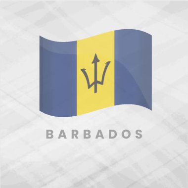 Dinamik Hareketli Canlı Barbados Bayrak Dalgası ve Vatansever Karayip Adası Gururu İçin Altın Zıpkın