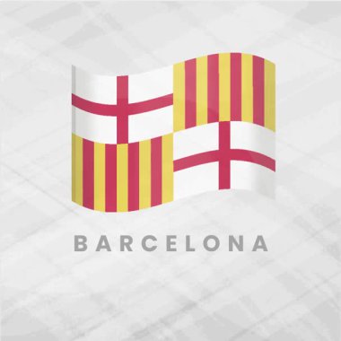 Katalan Şehri Onur ve Mirası İçin Dinamik Hareket ve Senyera Çizgileriyle Canlı Barselona Bayrak Dalgası