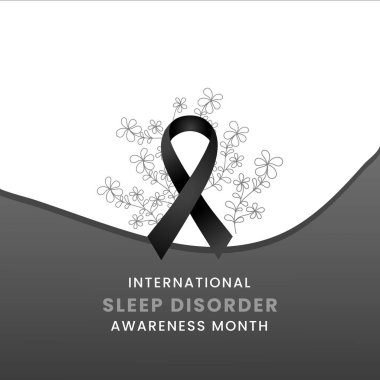 Siyah ipek kurdeleli Uyku Bozukluğu Aylık Arkaplan Tasarımı.