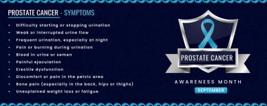 Orijinal Prostat Kanseri Farkındalığı kurdelesi Semptomlar, Şablon Bazlı Kalkan Tasarımı.