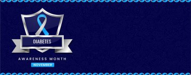 Canlı Diyabet Farkındalığı Ay Bayrağı Kalkanında Mavi Kurdele, Kasım Sağlık Kampanyaları ve Destek Etkinlikleri İçin Girdap Kalıbı Arkaplan.