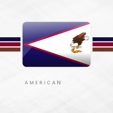 Button Frame 'de canlı Amerikan Samoa Bayrağı, Pasifik Adası Ulusal Gururu İçin Dinamik Mavi, Kırmızı, Beyaz Dalgalanıyor