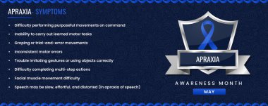 Belirtileri olan orijinal Apraxia Farkındalık kurdelesi, Şablon Bazlı Kalkan Tasarımı.