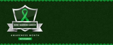 Kemik iliği Kanseri Farkındalığı Posteri Yeşil Kurdele Amblemi ve Kasım Sağlık Eğitim Ayı Afişi.