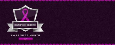 Magenta kurdele farkındalık grafiği Uluslararası Eozinofi Bozukluğu Farkındalık Ayı afişi.