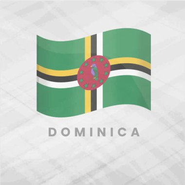 Yeşil Alanlı Canlı Animasyon Dominica Bayrağı Dalgalanması, Renkli Papağan Amblemi ve Doğa, Kültür ve Karayip Gururu 'nu temsil eden Üçlü Çizgili Çapraz Çapraz