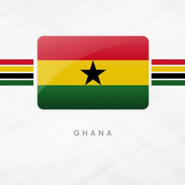 Bold Red, Yellow, Green, Black Star for West African Pride and Heritage Explay ile Düğme Çerçevesinde Canlı Gana Bayrağı