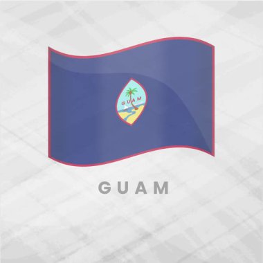 Coconut Tree ve Yelkenli Amblemi Ada Kültür, Miras ve Gurur 'u temsil eden Kızıl Sınır' lı Canlı Guam Bayrağı Dalgalanması