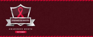 Uluslararası Epidermolysis Bullosa Farkındalık Ayı pankartı için kırmızı kurdele farkındalığı grafiği.