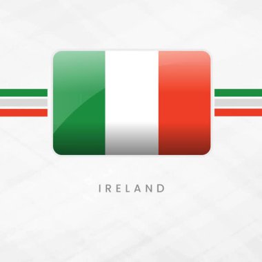 Ulusal Gurur ve İrlanda Mirası İçin Kalın Yeşil, Beyaz ve Turuncu Dikey Çizgilerle Düğme Çerçevesinde Canlı İrlanda Bayrağı