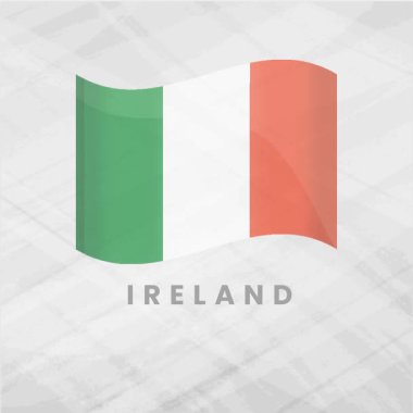İrlanda Cumhuriyetinin Barış, Birlik ve Ulusal Gururunu temsil eden Yürekli Yeşil, Beyaz ve Turuncu Dikey Çizgilerle Canlı İrlanda Bayrak Dalgası