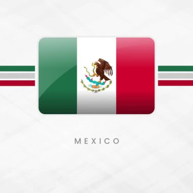 Kalın Yeşil, Beyaz ve Kırmızı Çizgili Düğme Çerçevesinde Canlı Meksika Bayrağı Dalgalanıyor ve Ulusal Silah Ceketi Bağımsızlığı, Mirası ve Kültürel Gururu Temsil Ediyor