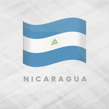 Canlı Animasyon Nikaragua Bayrağı Bold Blue ve White Stripes ile sallanıyor ve Ulusal Silah Ceketi Özgürlük, Barış ve Orta Amerika Ulusal Gururunu temsil ediyor