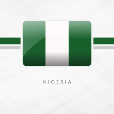 Ulusal Birlik, Barış ve Afrika Mirasını temsil eden Kalın Yeşil ve Beyaz Dikey Çizgilerle Düğme Çerçevesinde Canlı Nijerya Bayrağı Dalgalanıyor