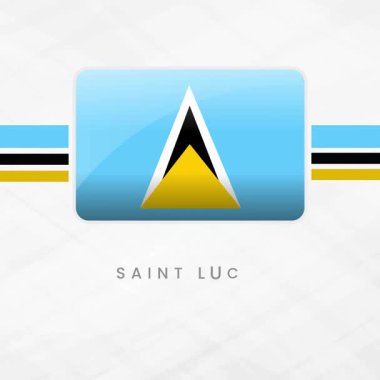 Cesur Mavi Arkaplan, Siyah ve Beyaz Üçgen ve Sarı Ok Ulusal Birlik, Gün Işığı ve Ada Kimliğini Temsil eden Mavi Arkaplan ile Düğme Çerçevesinde Canlı Animasyon Aziz Lucia Bayrağı Dalgalanması