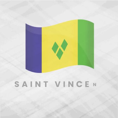 Canlı Canlandırılmış Saint Vincent ve Grenadines Bayrak Dalgalanması Cesur Mavi, Sarı ve Yeşil Çizgili ve Yeşil Elmaslar Birlik, Umut ve Karayip Ulusal Gururunu temsil ediyor