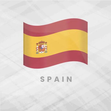 Kalın Kırmızı ve Sarı Çizgili Canlı İspanya Bayrak Dalgaları ve Ulusal Silah Ceketi Mirası, Birlik ve Güney Avrupa Ulusal Gururunu Temsil Ediyor