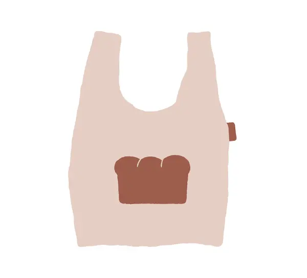 Shopping Tote Bag Illustration Reusable Grocery Bag Bread — Stock Vector