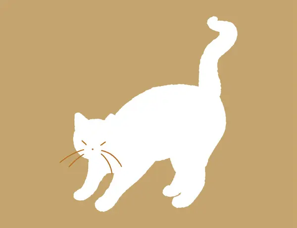 Alert Cat Flat Hand Drawn Illustration Feline Animal Action — Stock Vector