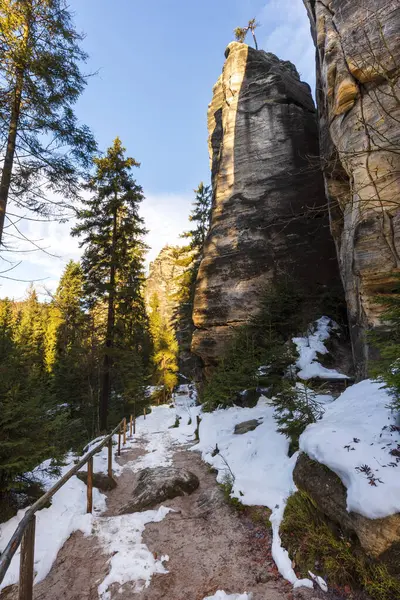 Çek Cumhuriyeti 'ndeki Adrspach-Teplice Kayalıkları' ndaki Kum Taşı uçurumları