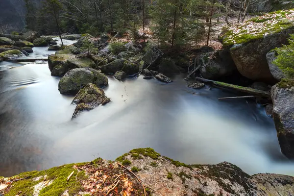 Dağ vadisinde romantik bir nehrin güzel manzarası