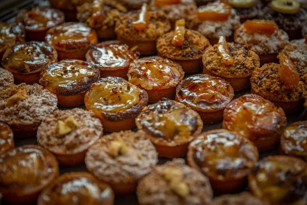 Různé Ořechové Koláčky Připravené Sklizni Snědení — Stock fotografie