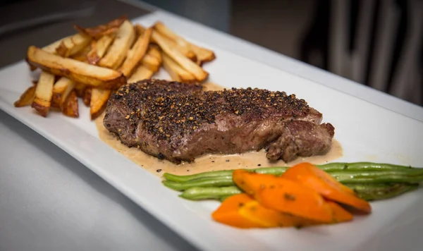 stock image Steak and Fries Dinner with vegetables