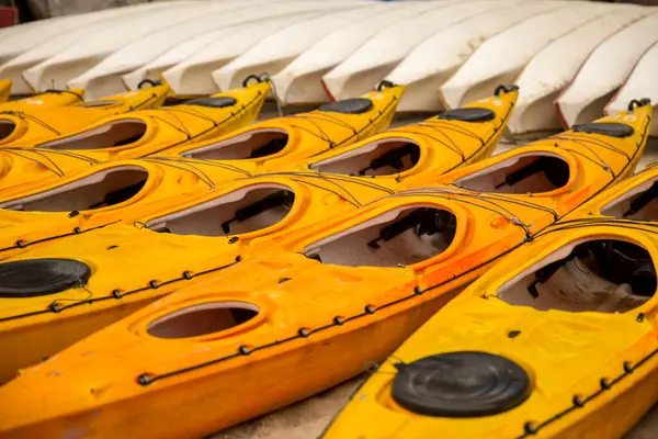 Kayaks Lined Ready Used Tourists — Stock Photo, Image
