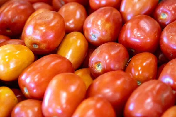 Bunch of roma tomatoes at a farmers market