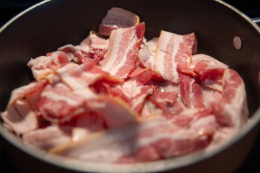 Frying Low Sodium Raw Bacon clipart