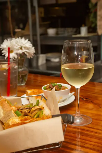 stock image Louisiana Style Dinner with a glass of wine