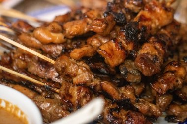 Malaysian Chicken Satay just Grilled with Charcoal clipart