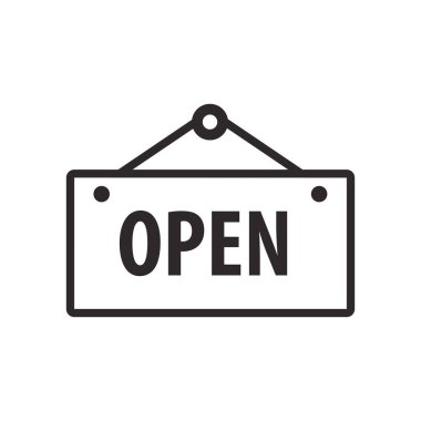 Düz stil açık işaret simgesi. Beyaz izole edilmiş arka planda işaret panosu vektör çizimi. İş konseptini etiketle.