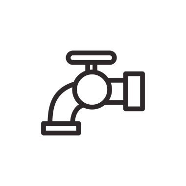 Musluk simgesi düz stil. Beyaz izole edilmiş arka planda su musluğu vektör çizimi. Su borusu iş konsepti.