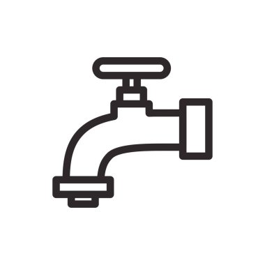 Musluk simgesi düz stil. Beyaz izole edilmiş arka planda su musluğu vektör çizimi. Su borusu iş konsepti.