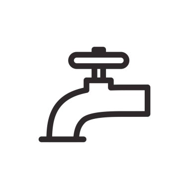 Musluk simgesi düz stil. Beyaz izole edilmiş arka planda su musluğu vektör çizimi. Su borusu iş konsepti.