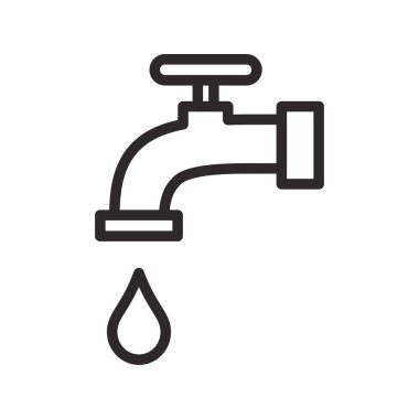 Musluk simgesi düz stil. Beyaz izole edilmiş arka planda su musluğu vektör çizimi. Su borusu iş konsepti.