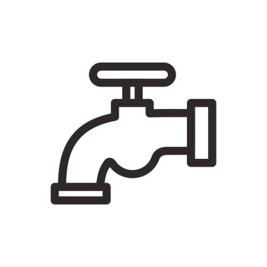 Musluk simgesi düz stil. Beyaz izole edilmiş arka planda su musluğu vektör çizimi. Su borusu iş konsepti.