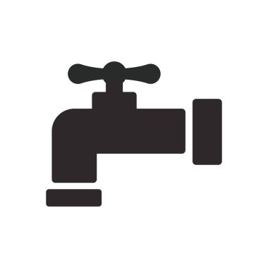 Musluk simgesi düz stil. Beyaz izole edilmiş arka planda su musluğu vektör çizimi. Su borusu iş konsepti.