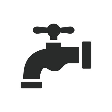 Musluk simgesi düz stil. Beyaz izole edilmiş arka planda su musluğu vektör çizimi. Su borusu iş konsepti.