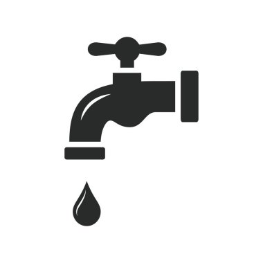 Musluk simgesi düz stil. Beyaz izole edilmiş arka planda su musluğu vektör çizimi. Su borusu iş konsepti.