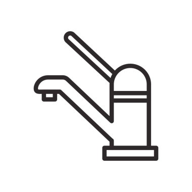 Musluk simgesi düz stil. Beyaz izole edilmiş arka planda su musluğu vektör çizimi. Su borusu iş konsepti.